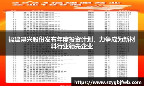 福建浔兴股份发布年度投资计划，力争成为新材料行业领先企业