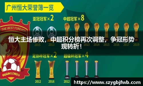恒大主场惨败，中超积分榜再次调整，争冠形势现转折！