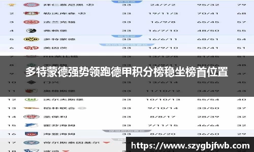 多特蒙德强势领跑德甲积分榜稳坐榜首位置
