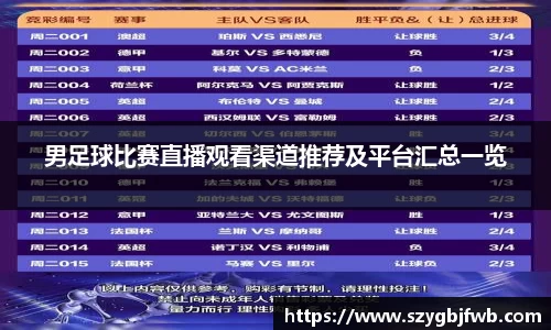 男足球比赛直播观看渠道推荐及平台汇总一览