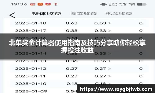 北单奖金计算器使用指南及技巧分享助你轻松掌握投注收益